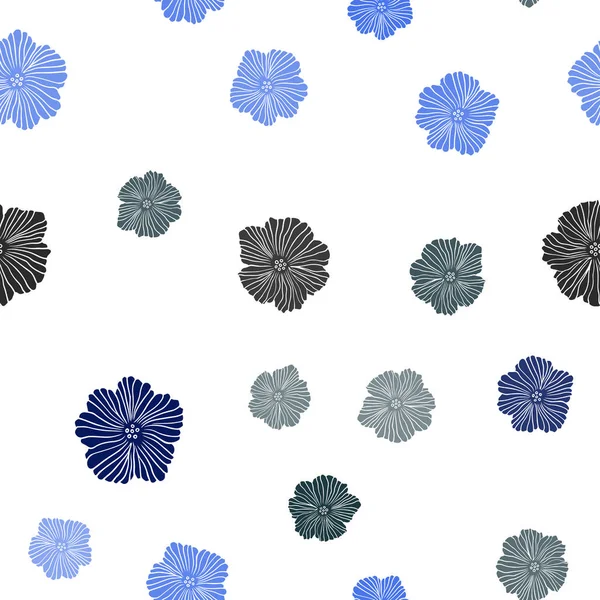 Hellblauer, grüner Vektor nahtloser natürlicher Hintergrund mit Blumen. — Stockvektor