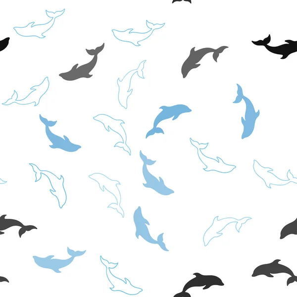 Modèle sans couture vecteur bleu clair avec dauphins . — Image vectorielle