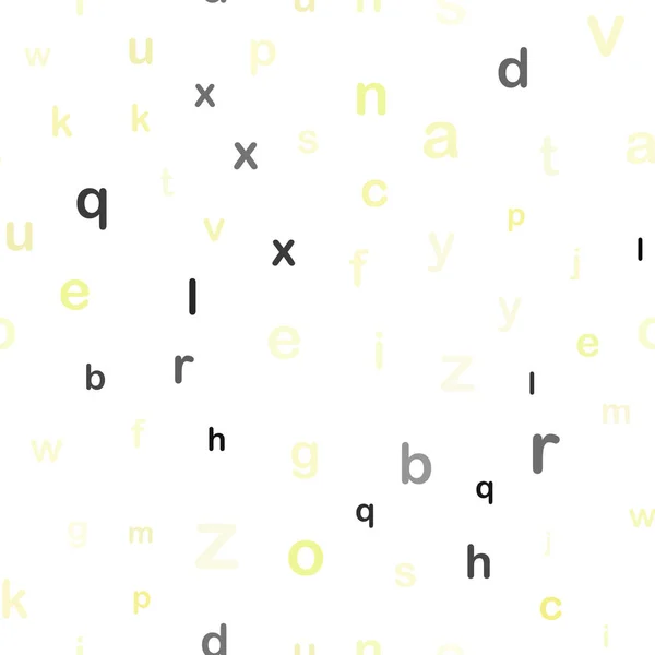 Ljusgul vektor sömlös bakgrund med tecken på alfabetet. — Stock vektor