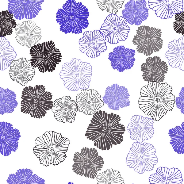 Dunkelrosa, blauer Vektor nahtlos elegante Tapete mit Blumen. — Stockvektor