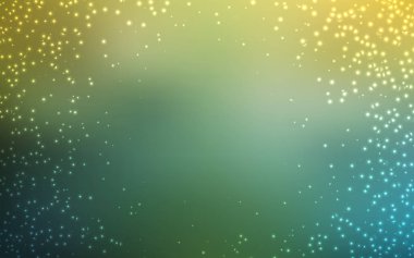 Açık yeşil, astronomik yıldızlar ile sarı vektör arka plan.