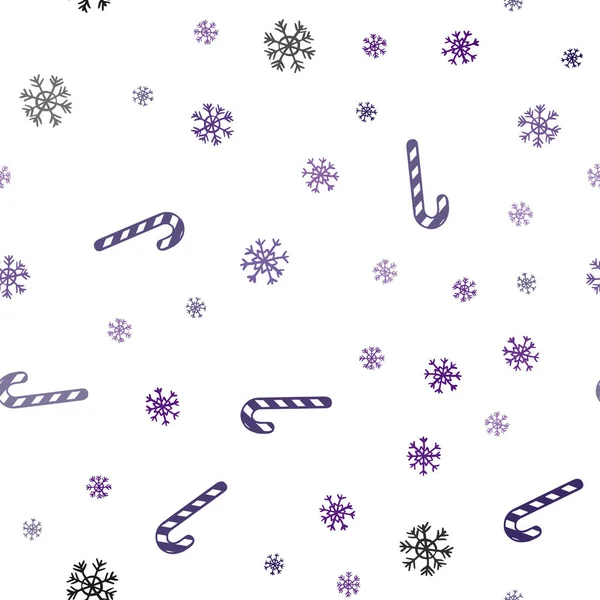 Dunkel lila Vektor nahtlose Textur mit Weihnachtssüßigkeiten, Bonbons. — Stockvektor