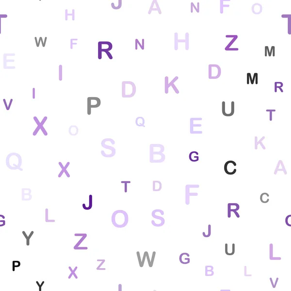 Luz púrpura, vector rosa fondo sin costuras con signos de alfabeto . — Archivo Imágenes Vectoriales