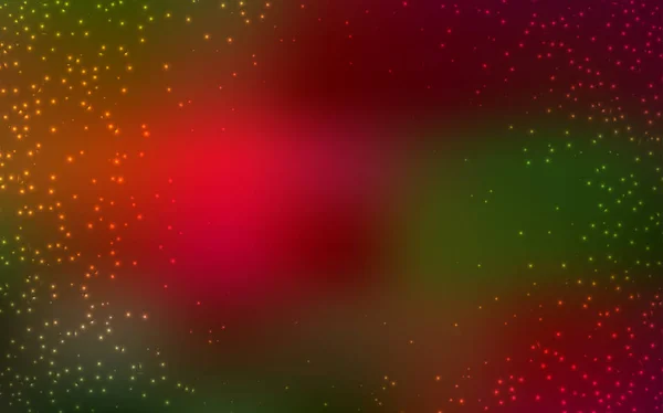 Verde oscuro, fondo vectorial rojo con estrellas de galaxias . — Vector de stock