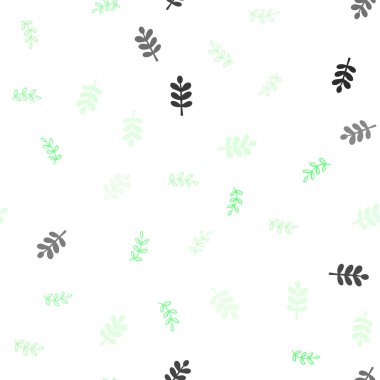 Yaprakları ile Açık Yeşil vektör sorunsuz doodle şablonu.