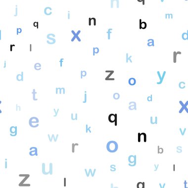 Açık Pembe, Alfabe işaretleri ile Mavi vektör dikişsiz arka plan.