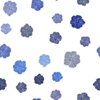 Çiçeklerle lacivert vektör sorunsuz doğal desen.