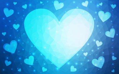 Hafif mavi vektör doku ile güzel kalpler.