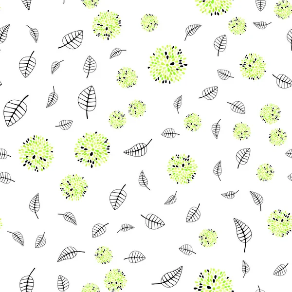 Verde claro, vector amarillo fondo abstracto sin costuras con hojas, flores . — Archivo Imágenes Vectoriales