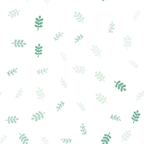Hellblauer, grüner Vektor-nahtloser Doodle-Hintergrund mit Blättern. — Stockvektor