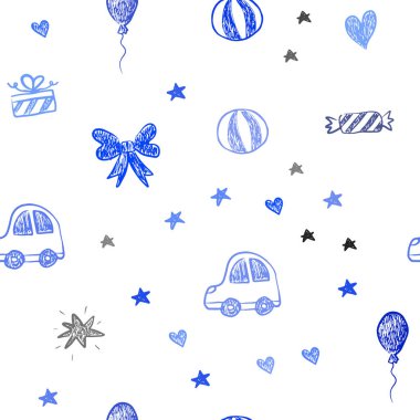 Doğum günü hediyeleri ile Açık Mavi vektör dikişsiz doku.