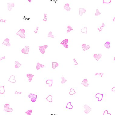 Açık Pembe vektör kesintisiz zemin ifade Love You, kalpler ile.