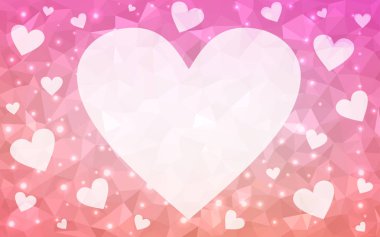 Renkli kalpli Açık Pembe vektör deseni.