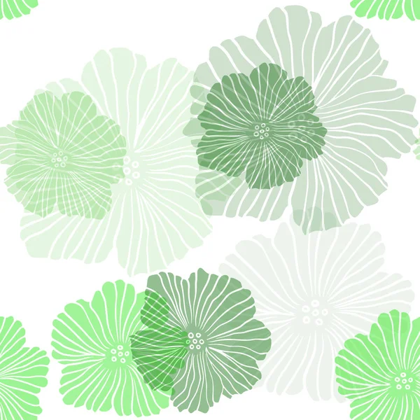 Çiçeklerle Açık Yeşil vektör dikişsiz zarif şablon.