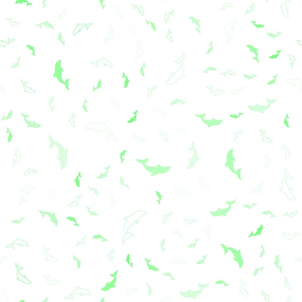 Plantilla sin costura de vector verde claro con delfines . — Archivo Imágenes Vectoriales
