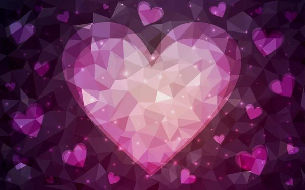Modèle vectoriel violet foncé avec des cœurs colorés . — Image vectorielle