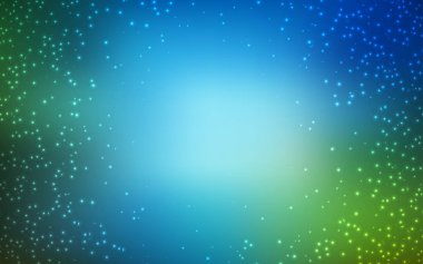 Açık mavi, kozmik yıldızlar ile yeşil vektör düzeni.