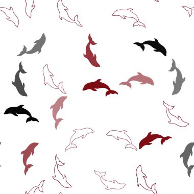 Koyu kırmızı vektör Dikişsiz yunuslarla şablon.