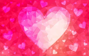 Doodle kalpli Açık Kırmızı, Sarı vektör şablonu.