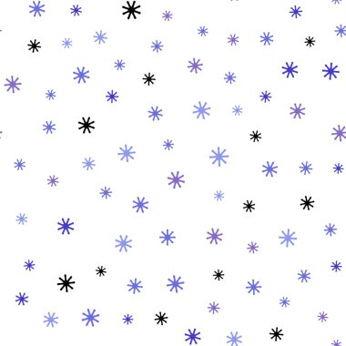 Açık Pembe, Renkli kar taneleri ile Mavi vektör dikişsiz doku.