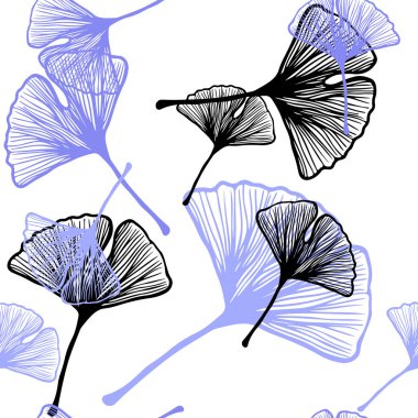 Açık Pembe, Mavi vektör yapraklar ile sorunsuz soyut arka plan.