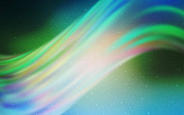 Açık mavi, kozmik yıldızlar ile yeşil vektör düzeni.