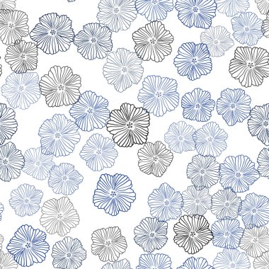 Çiçeklerle lacivert vektör dikişsiz doodle zemin.