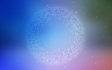 Açık mavi, astronomik yıldızlar ile yeşil vektör arka plan.