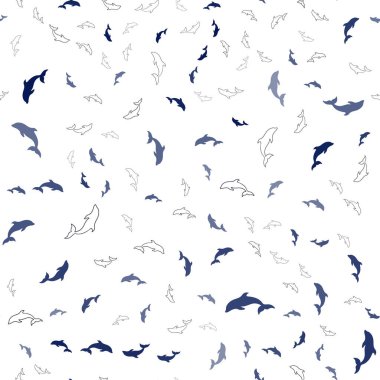 Okyanus yunusları ile lacivert vektör sorunsuz zemin.