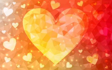 Güzel kalpler ile Açık Kırmızı, Sarı vektör doku.