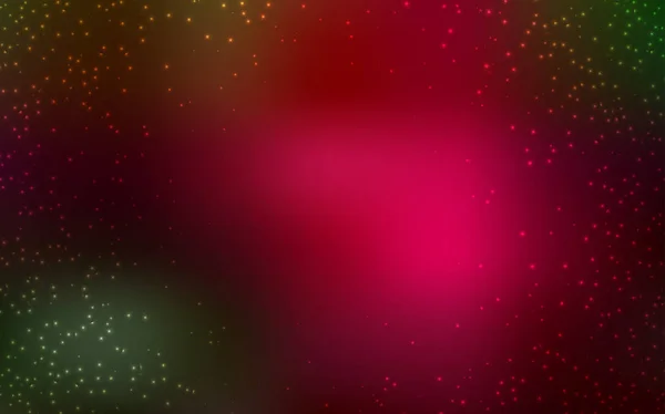 Vert foncé, motif vectoriel rouge avec étoiles du ciel nocturne . — Image vectorielle