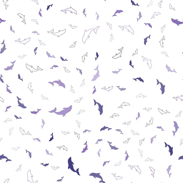 Dark Purple, Pink vektor varrás nélküli hátteret óceán delfinek. — Stock Vector