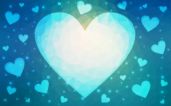Fond vectoriel bleu clair avec des cœurs doux . — Image vectorielle