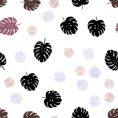 Açık Mavi, Sarı vektör çiçekler, yapraklar ile kesintisiz soyut zemin.