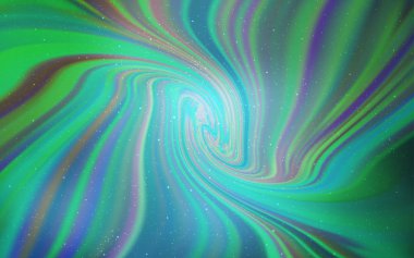 Açık mavi, galaksi yıldızları ile yeşil vektör arka plan.