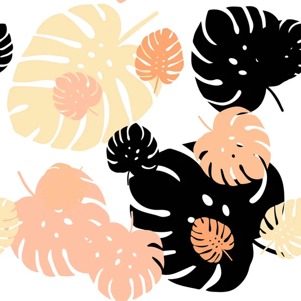 Yaprakları ile Açık Turuncu vektör dikişsiz doodle fon.