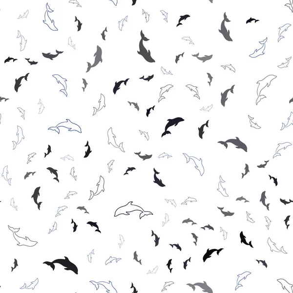 Sötétkék vektor varrat nélküli textúra a delfinekkel. — Stock Vector