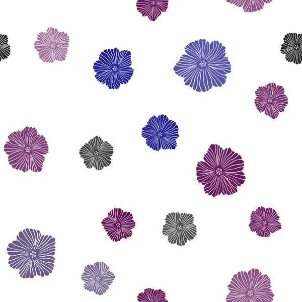 Bleu foncé, Vecteur rouge motif élégant sans couture avec des fleurs . — Image vectorielle
