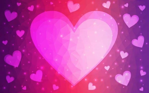 Світло фіолетовий, рожевий векторний фон з сердечками . — стоковий вектор