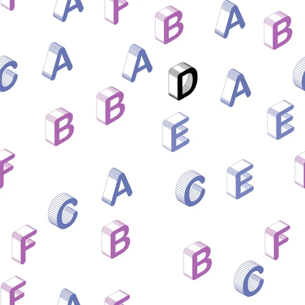 Licht roze, blauwe vector naadloze textuur met 3D ABC karakters. — Stockvector