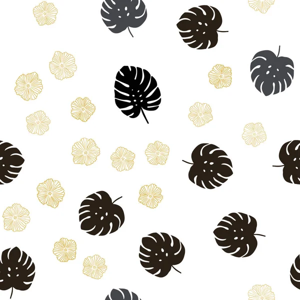 Çiçekler, yapraklar ile Koyu Turuncu vektör sorunsuz doğal arka plan.