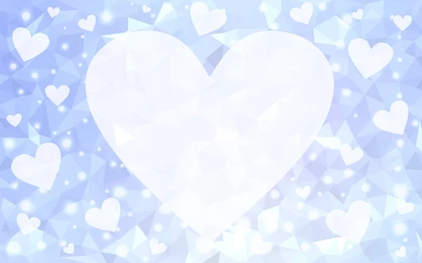 Light BLUE vector  background with Shining hearts. — Stock Vector