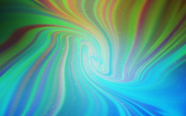 Açık mavi, galaksi yıldızları ile yeşil vektör arka plan.