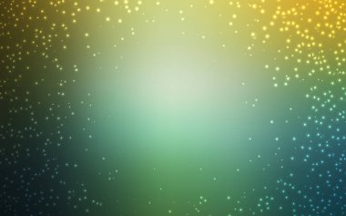 Açık yeşil, sarı vektör desen ile gece gökyüzü yıldız.