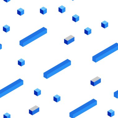 Dikdörtgen tarzda Açık Mavi vektör dikişsiz, izometrik doku.