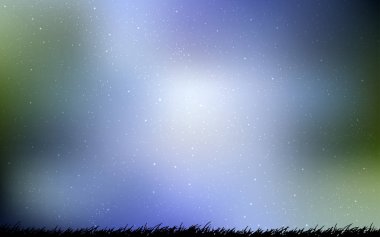 Açık mavi, gece gökyüzü yıldızlar ile yeşil vektör deseni.