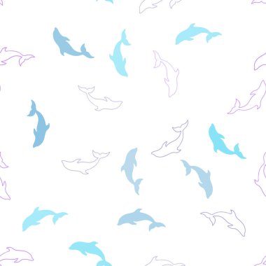 Açık Pembe, Deniz yunusları ile Mavi vektör dikişsiz desen.