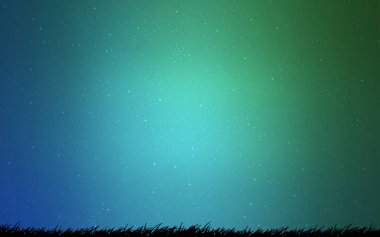 Açık mavi, kozmik yıldızlar ile yeşil vektör düzeni.