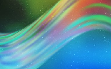 Açık mavi, galaksi yıldızları ile yeşil vektör arka plan.