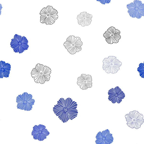 Dark Blue vektor zökkenőmentes elegáns háttérkép virágokkal. — Stock Vector
